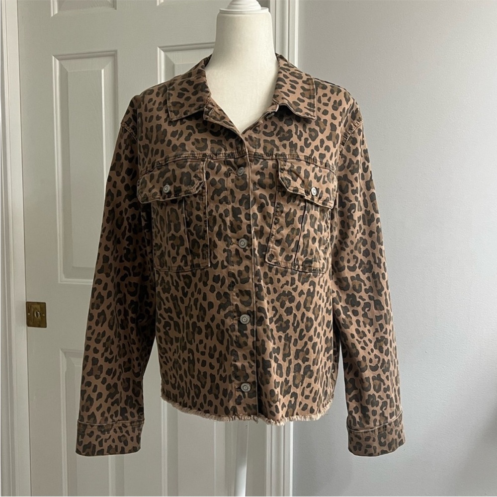 Kensie Leopard Print Jean Jacket Size L - Picture 9 of 9